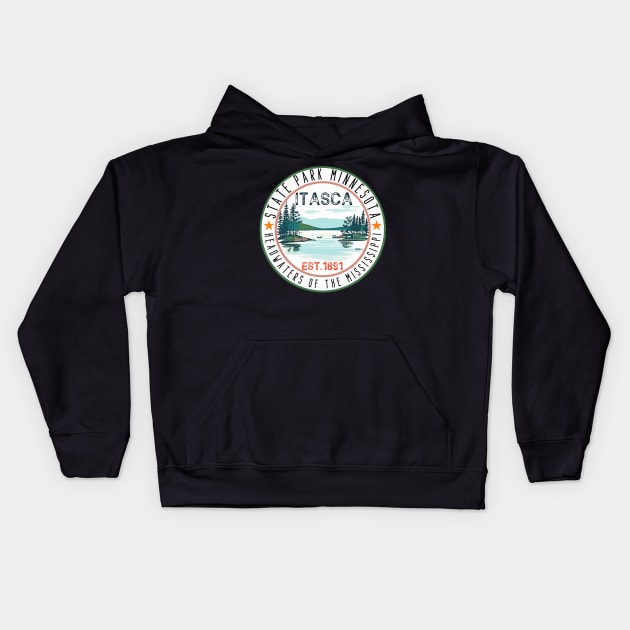 mississippi river,Funny Itasca State Park Minnesota Vintage Travel Decal Kids Hoodie by masterpiecesai